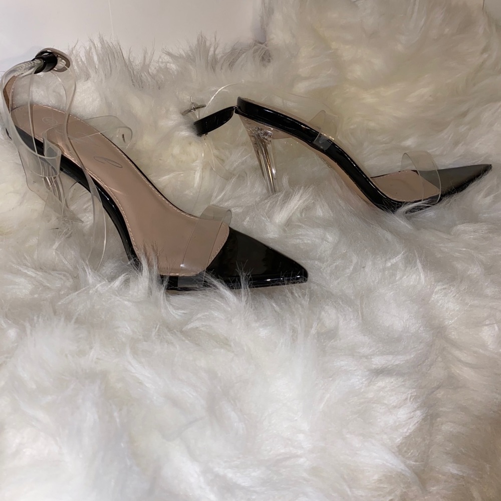 Clear Black pointed toe heels - new in box